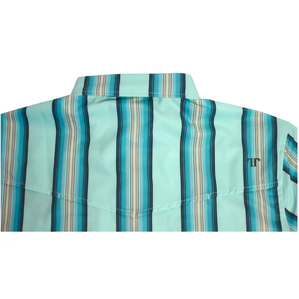 Ferrell Men's The Bear Long Sleeve Snap Shirt - Light Aqua Stripe - Image 4