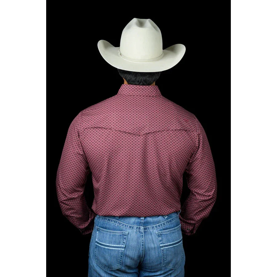 Ferrell Men's The Nicholas Long Sleeve Snap Shirt - Cranberry - Image 2