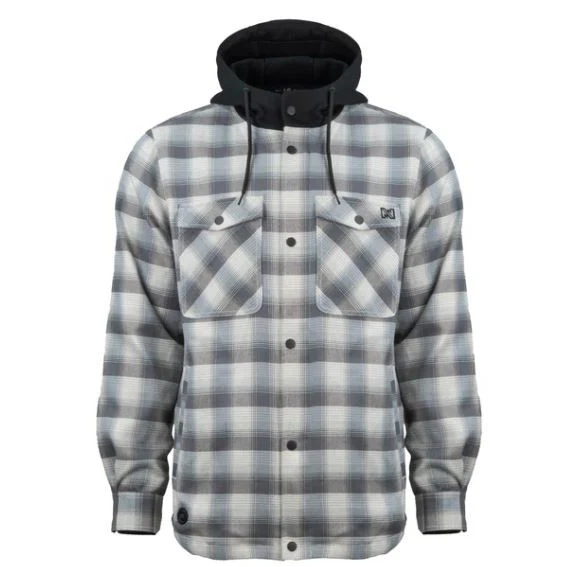 Fieldsheer Men's Flannel Hoodie Heated  Jacket- Cream/Grey