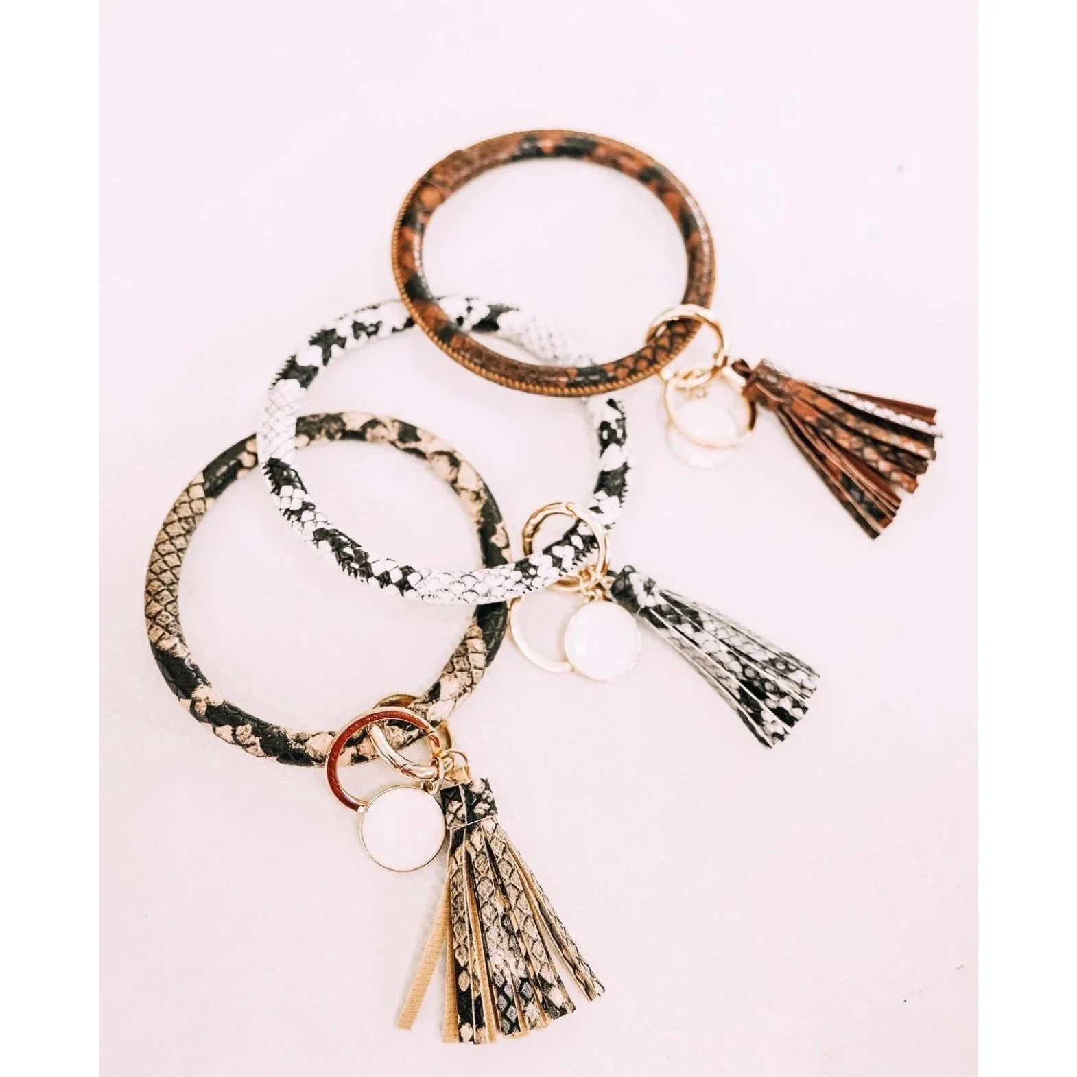 The Front Porch Label Bangle Bracelet Keyring w/Tassel - Assorted Colours - Image 4
