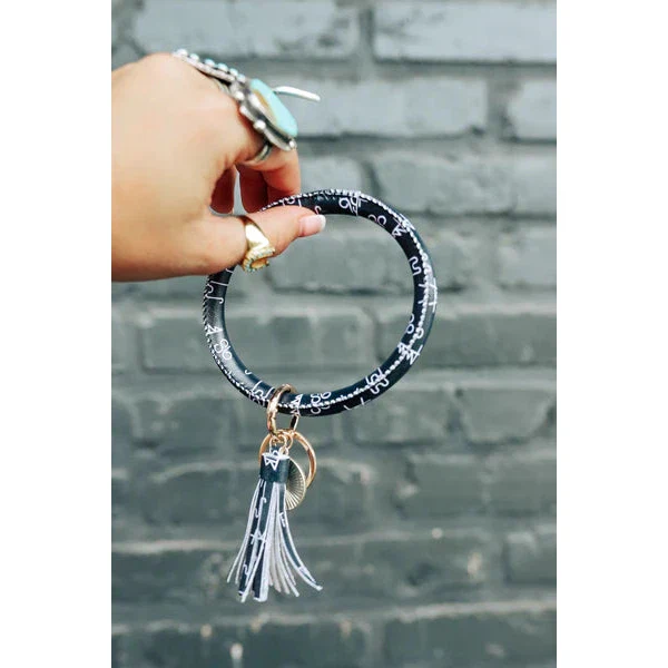 The Front Porch Label Bangle Bracelet Keyring w/Tassel - Assorted Colours - Image 8