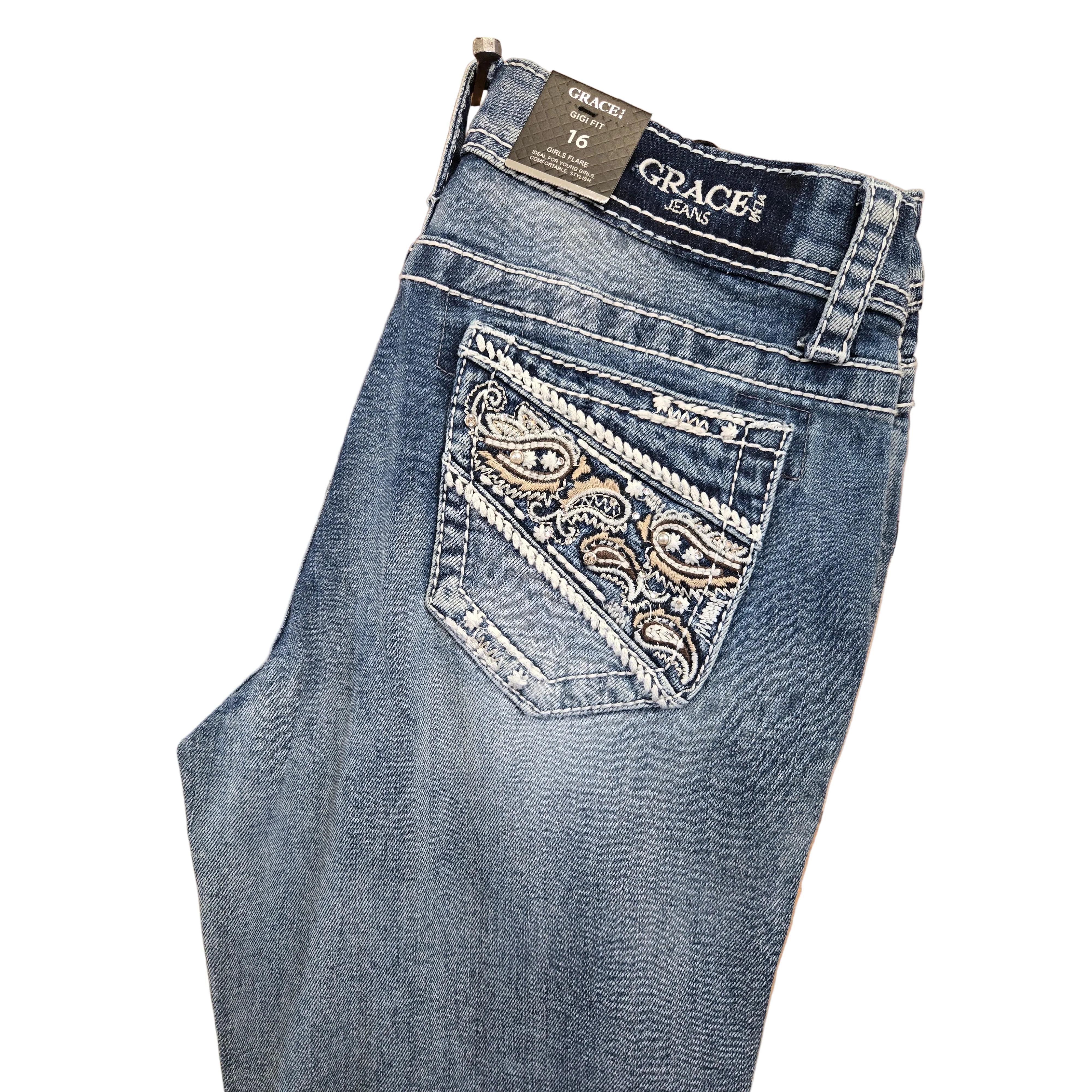 Grace in LA Girl's Zig Zig Stitch Jeans - Image 2