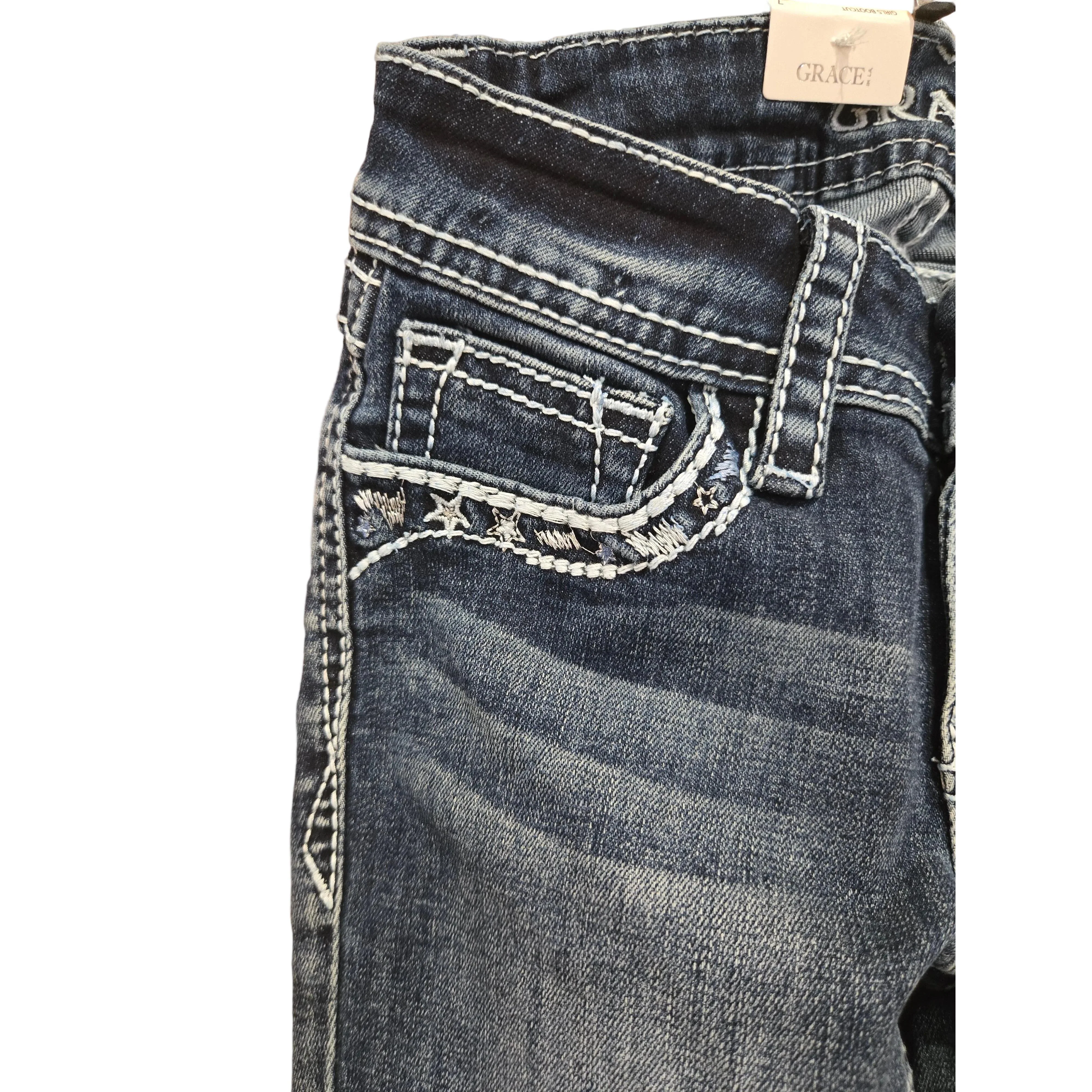 Grace in LA Girl's Stars Faux Flap Jeans - Image 3