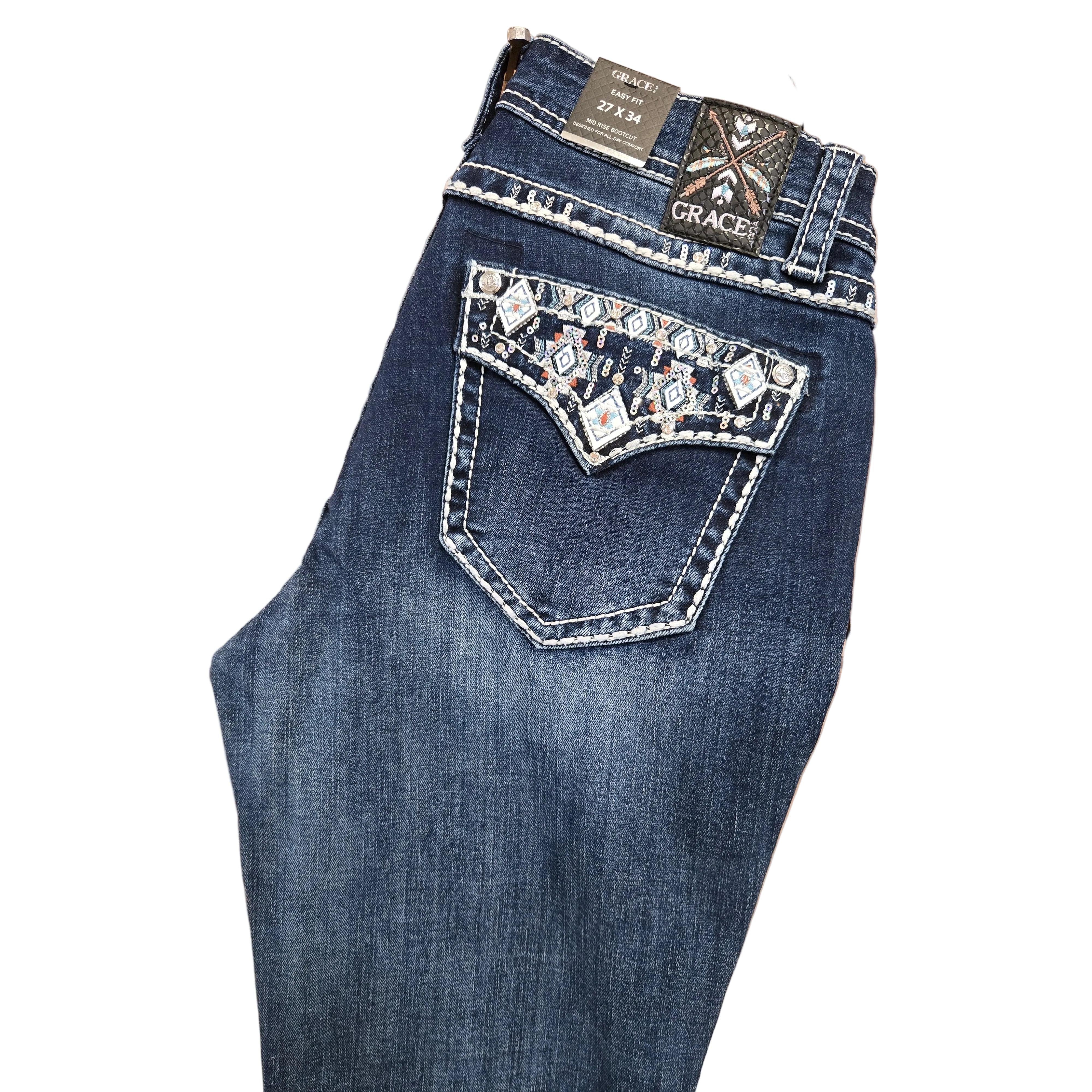 Grace in LA Women's Aztec Flap Jeans - Image 2
