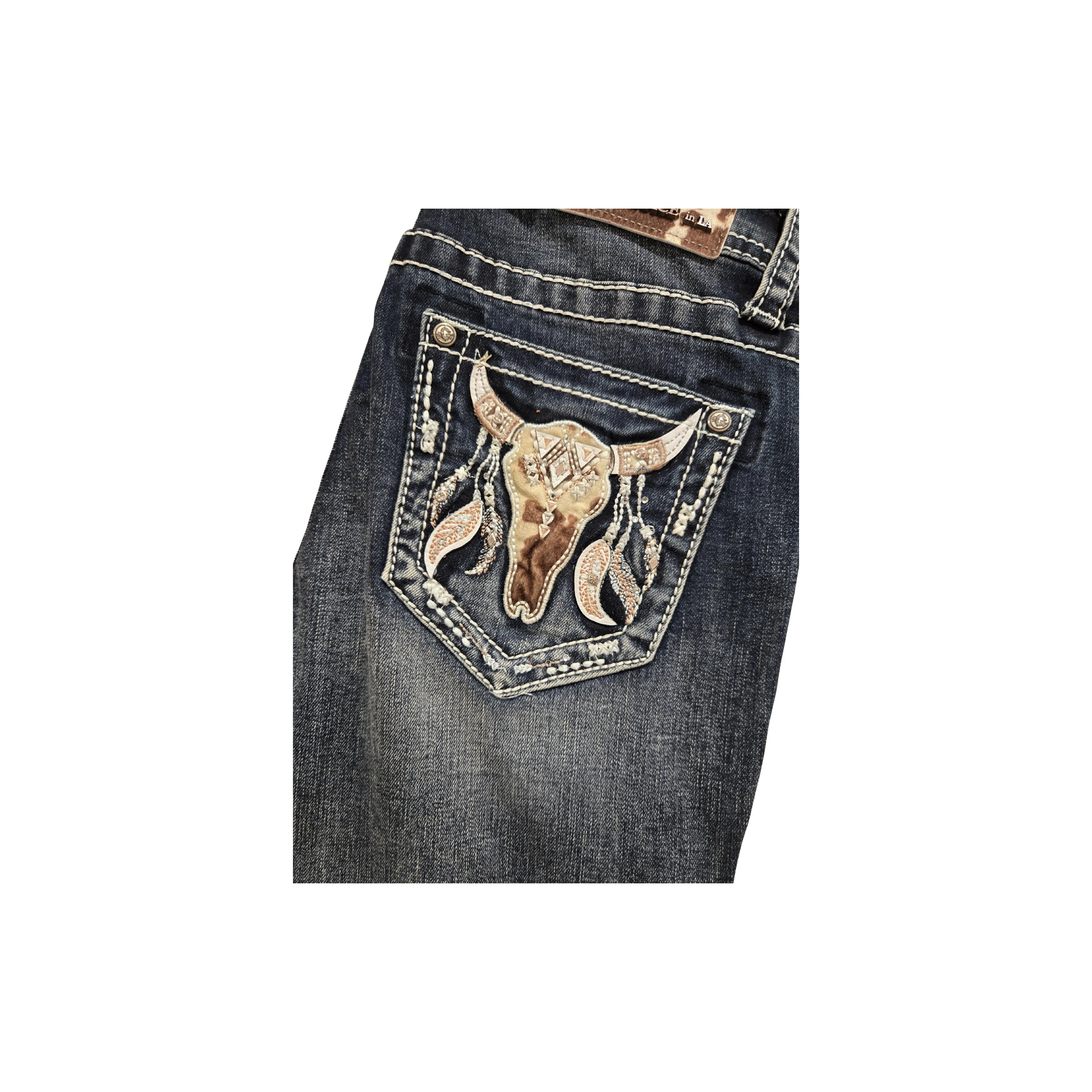 Grace in LA Women's Steer Head Jeans - Dark Wash - Image 3