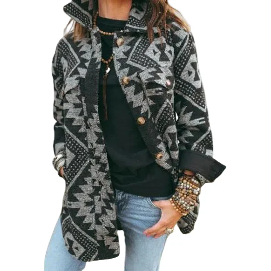 Grazier The Annie Aztec Shacket - Black Aztec - Image 2