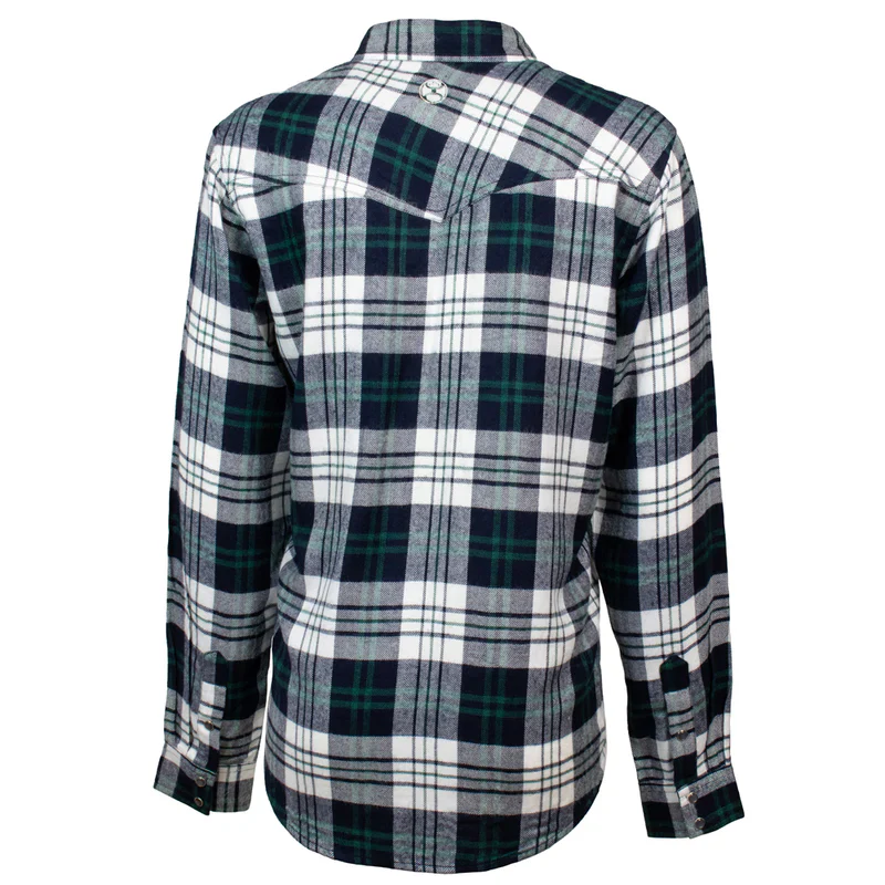 Hooey Women's Loose Fitting Flannel Shirt - Black/White/Green - Image 2