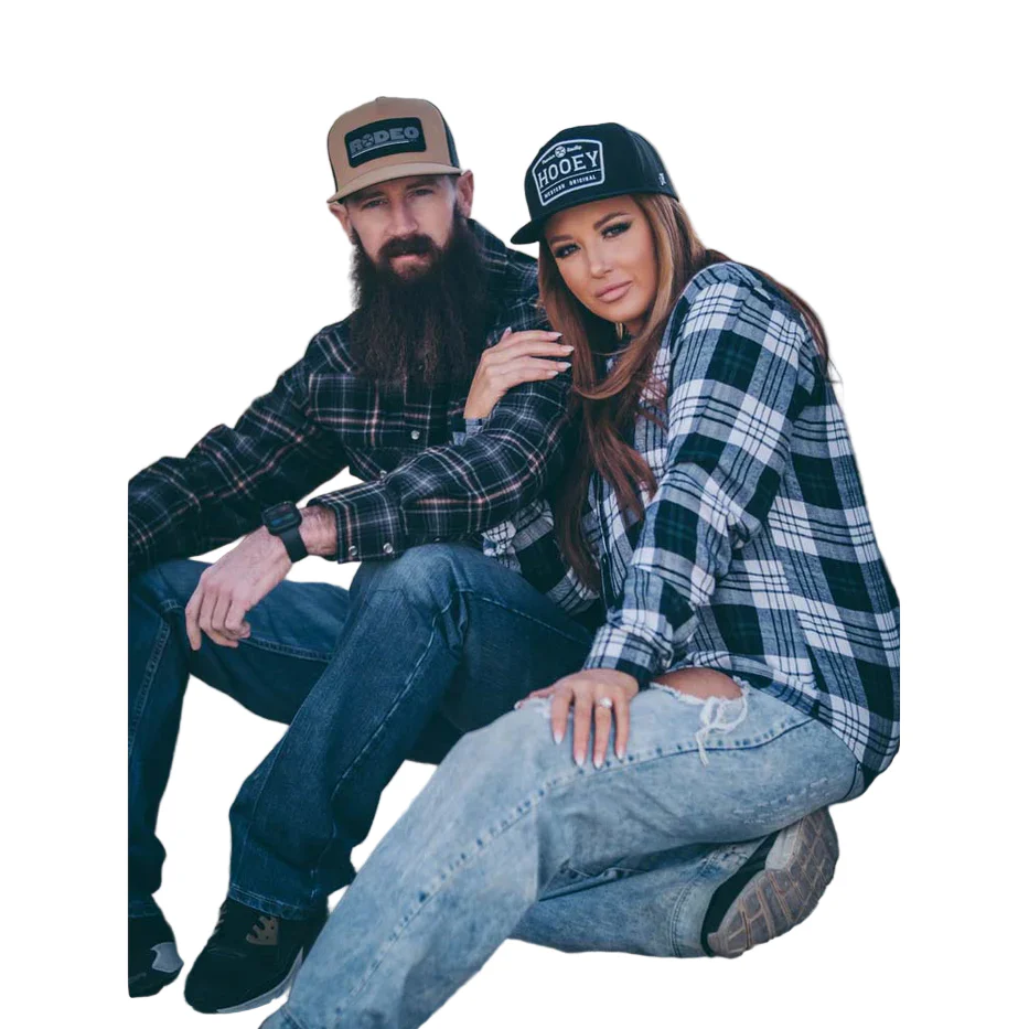 Hooey Women's Loose Fitting Flannel Shirt - Black/White/Green - Image 3