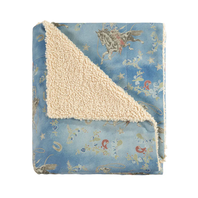 HiEnd Accents Lee Western Washed Denim Teddy Backed Throw - Image 3