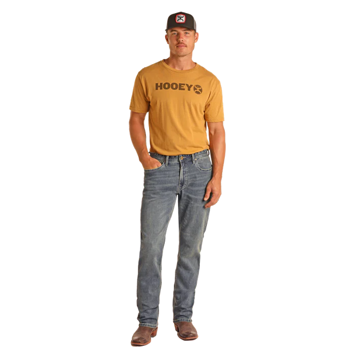 Hooey Men's Beige Embroidered Stackable Jeans - Medium Vintage