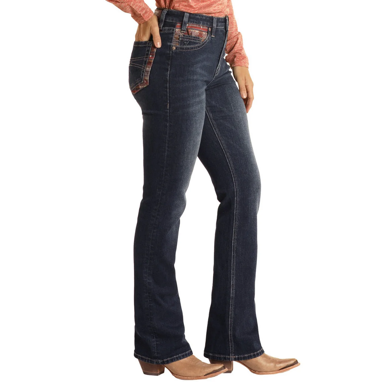Hooey Women's High Rise Extra Stretch Bootcut Jeans - Dark Vintage - Image 3