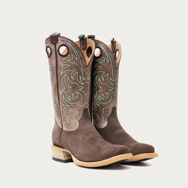 Hyer Men's Burrton Western Boots- Chocolate/ Taupe