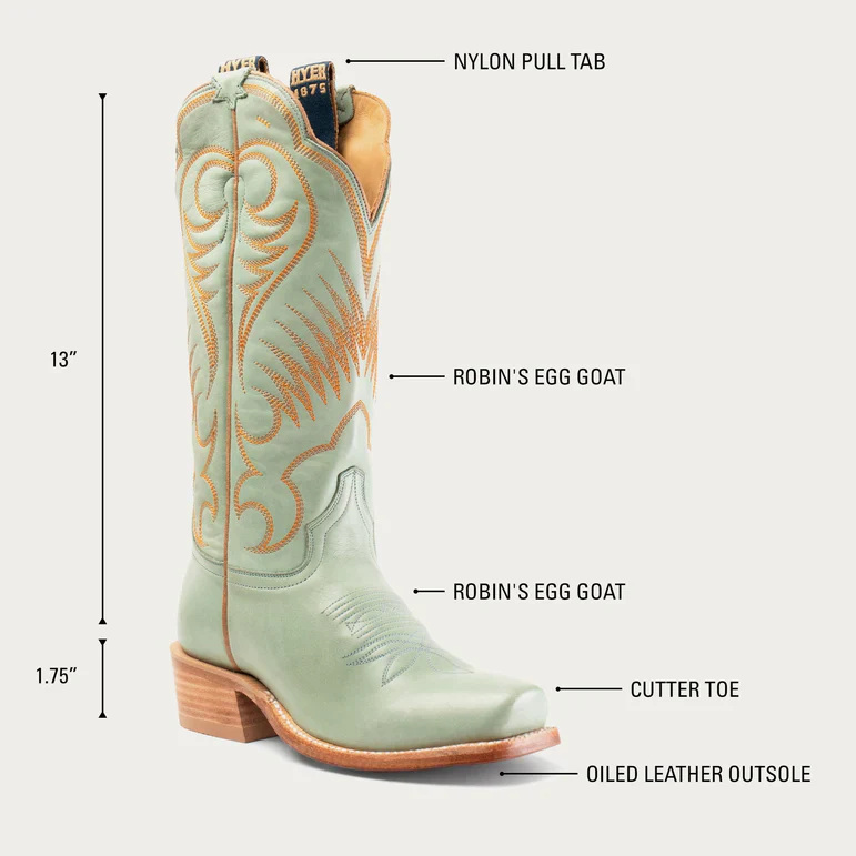 Hyer Women's Leawood Cowboy Boot- Robin Egg Burnished - Image 2