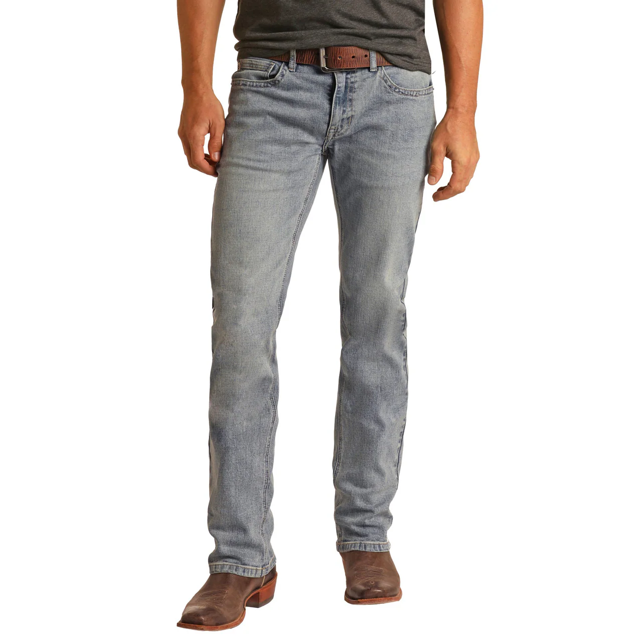 Hooey Mens Slim Fit Stretch Straight Jeans - Light Vintage