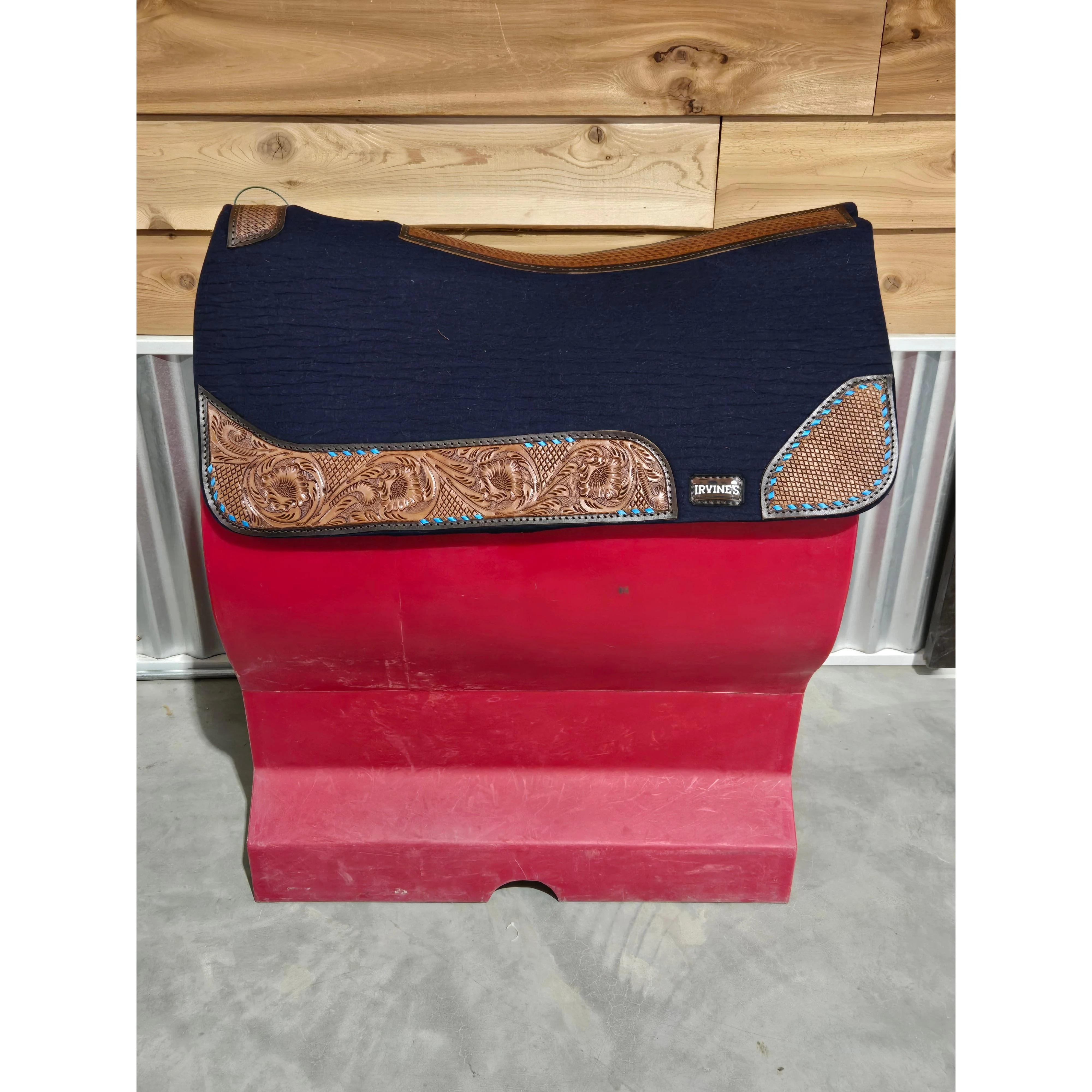 Irvine Compressed Wool Saddle Pad - Tooled Wear Leathers - Image 4