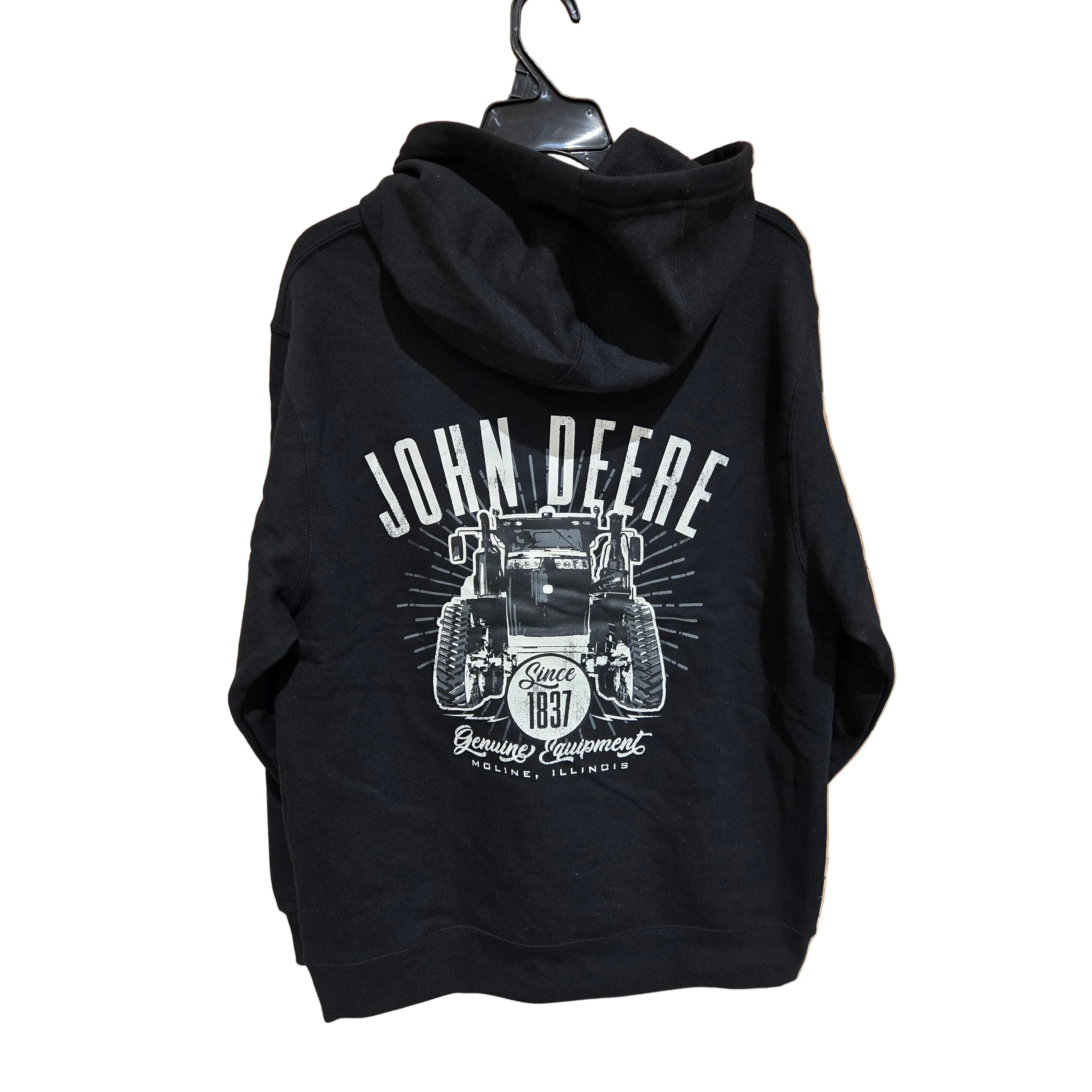 John Deere Men's John Deere Grey Logo on Front Hoodie - Black - Image 2