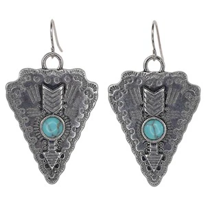 Justin Ear Hook Arrowhead & Arrow Earrings - Faux Turquoise