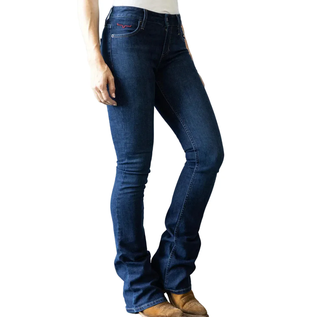 Kimes Women's Chloe Mid Rise Flare Bootcut Jeans - Blue - Image 3