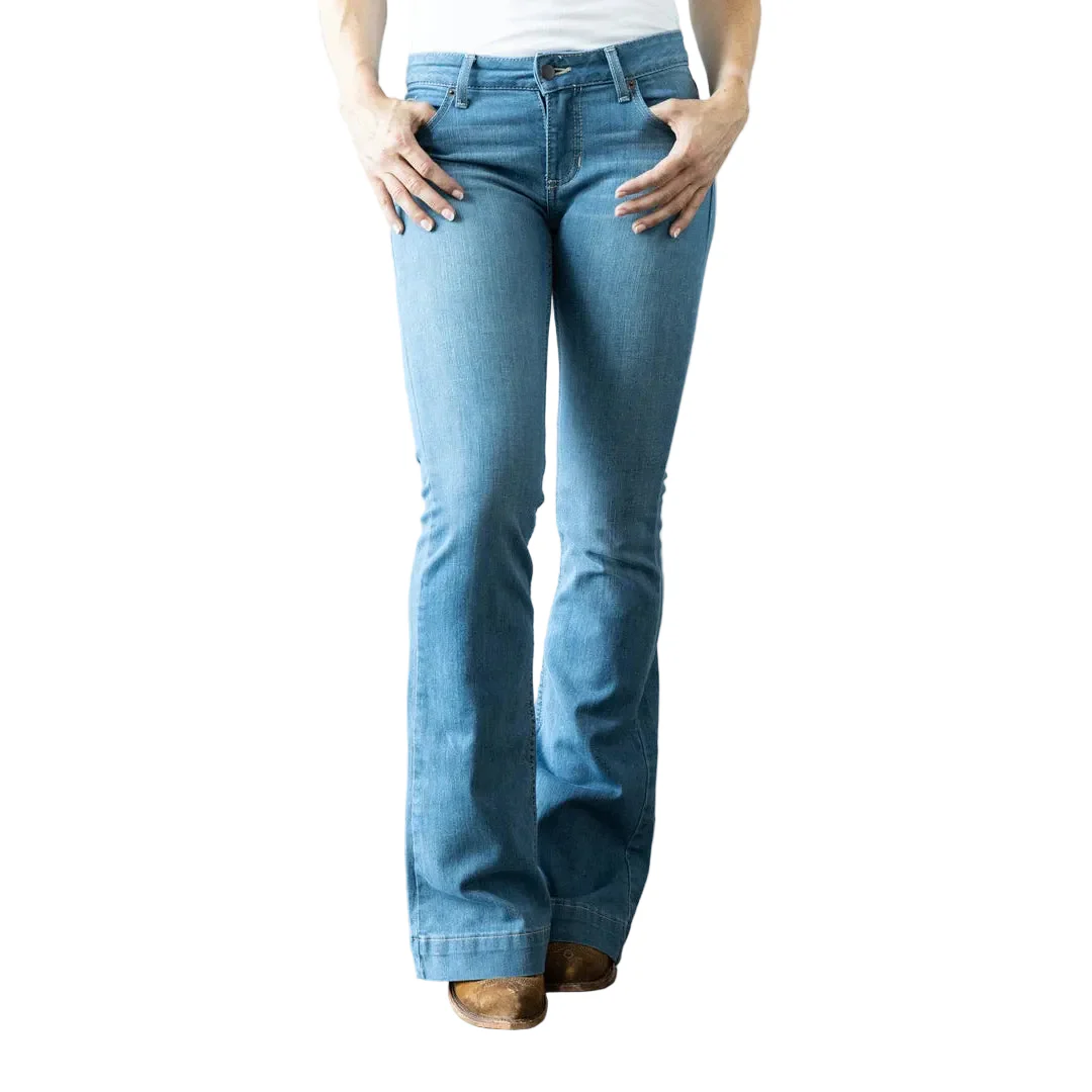 Kimes Women's Lola Soho Fade Mid Rise Trouser Jeans - Blue