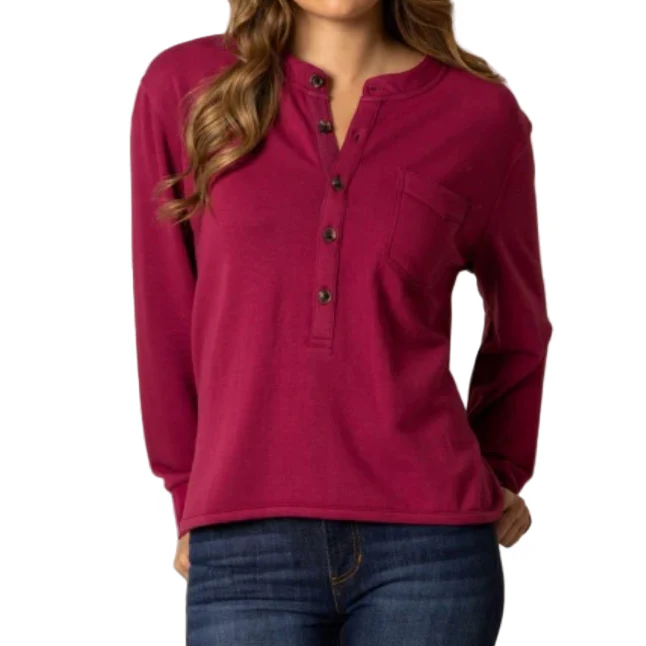 Kimes Women's Long Sleeve Elouise Henley Sweatshirt- Multiple Colours - Image 3