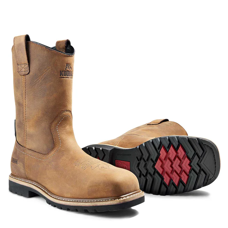 Kodiak Men's Lundbreck Waterproof Square Toe Composite Toe Wellington Work Boot-  Brown