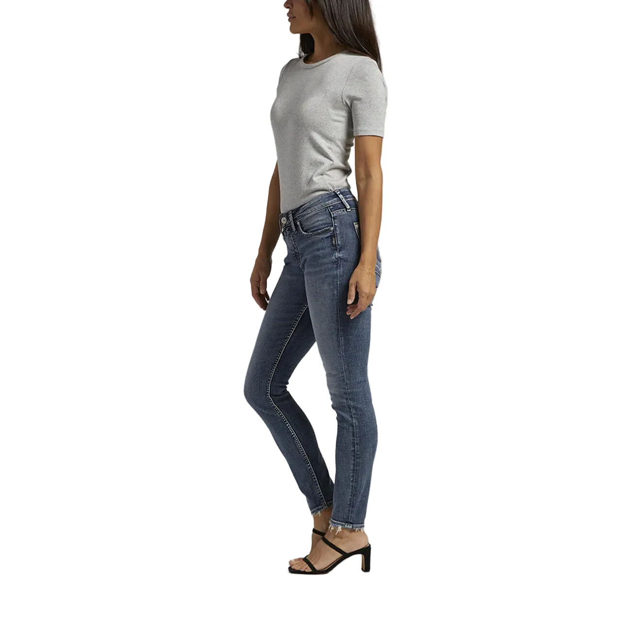 Silver Women's Suki Mid Rise Skinny Jeans - Image 3
