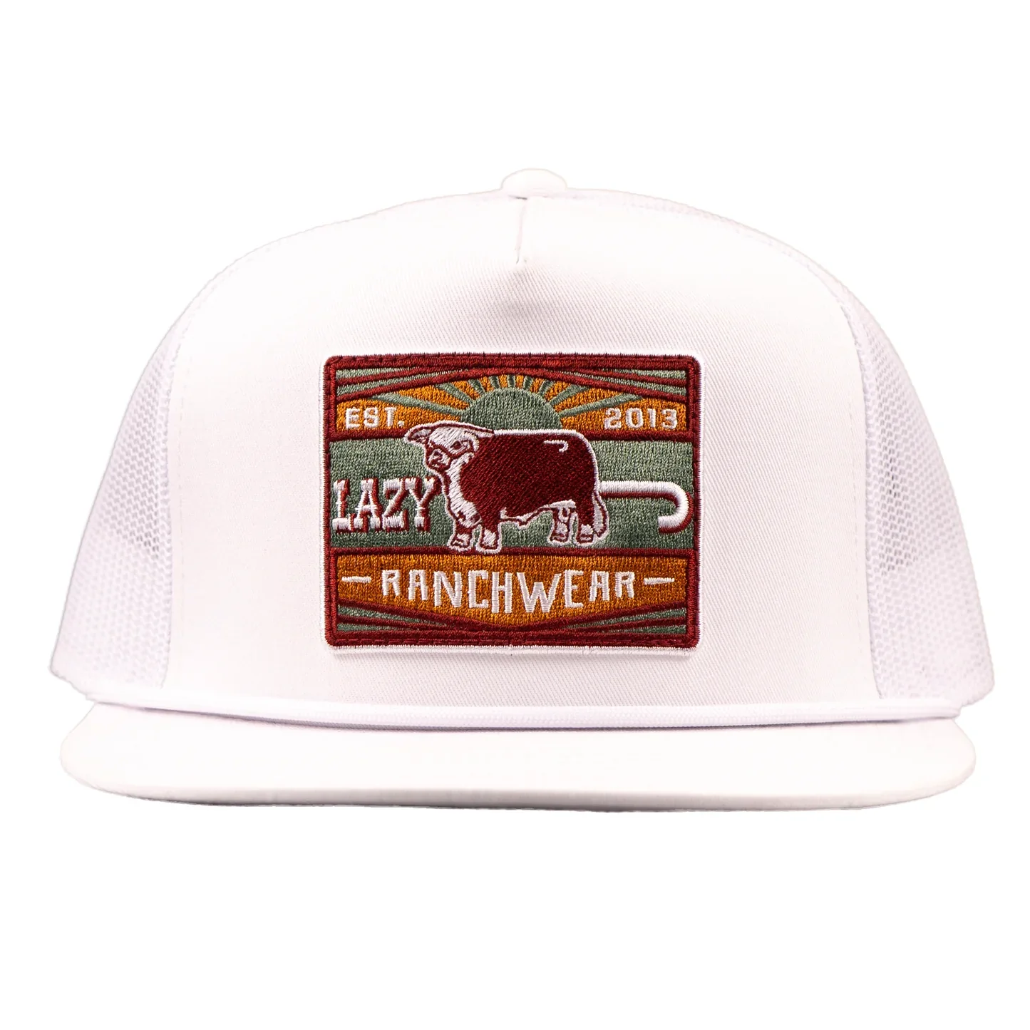 Lazy J Ranch Smokeless Classic Rope Trucker Flat Brim Cap - White