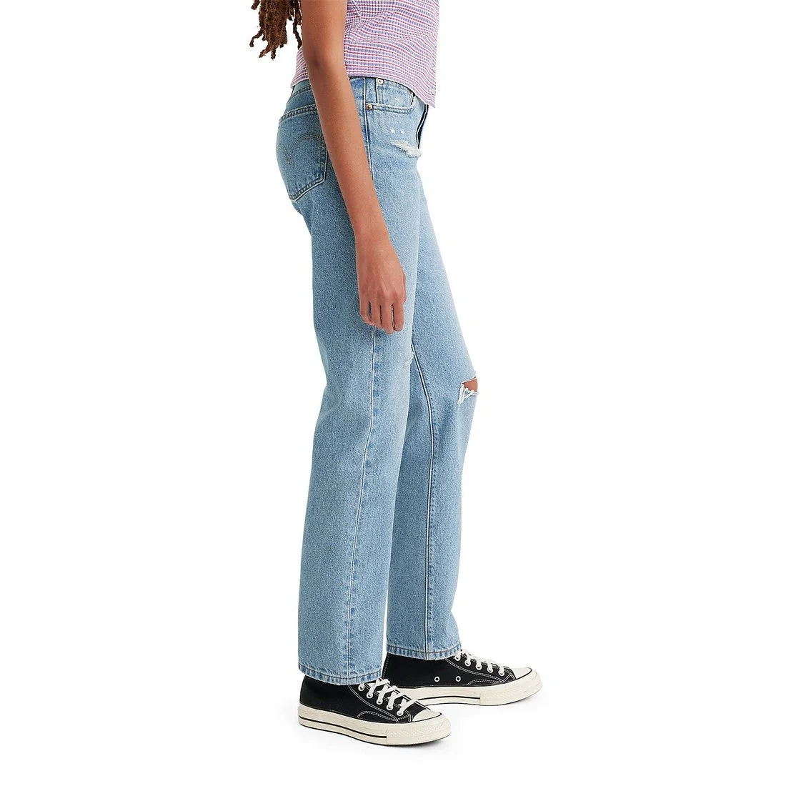 Levi Women's 501 High Rise Straight Jeans - Lane Change (Light Wash) - Image 3