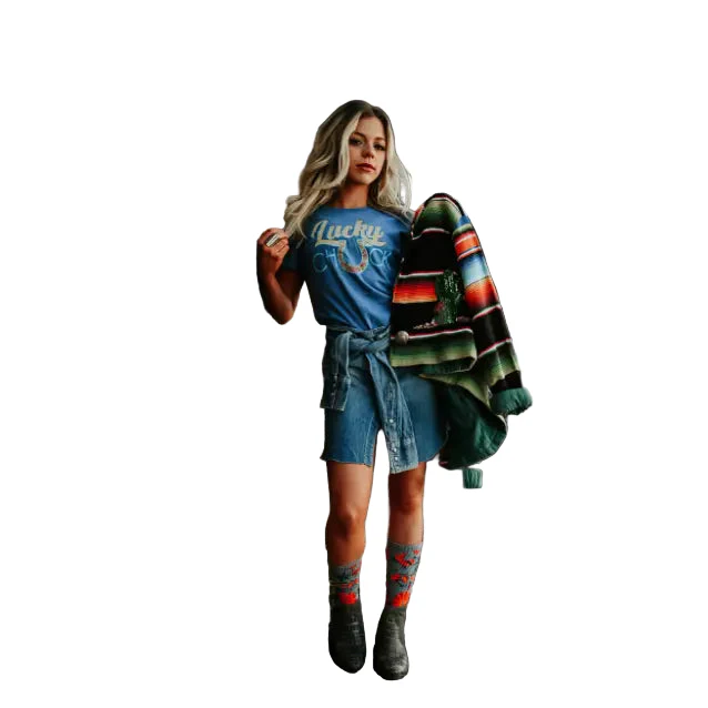 Lucky Chuck Women's Relaxed Fit Talavera Tee - Blue