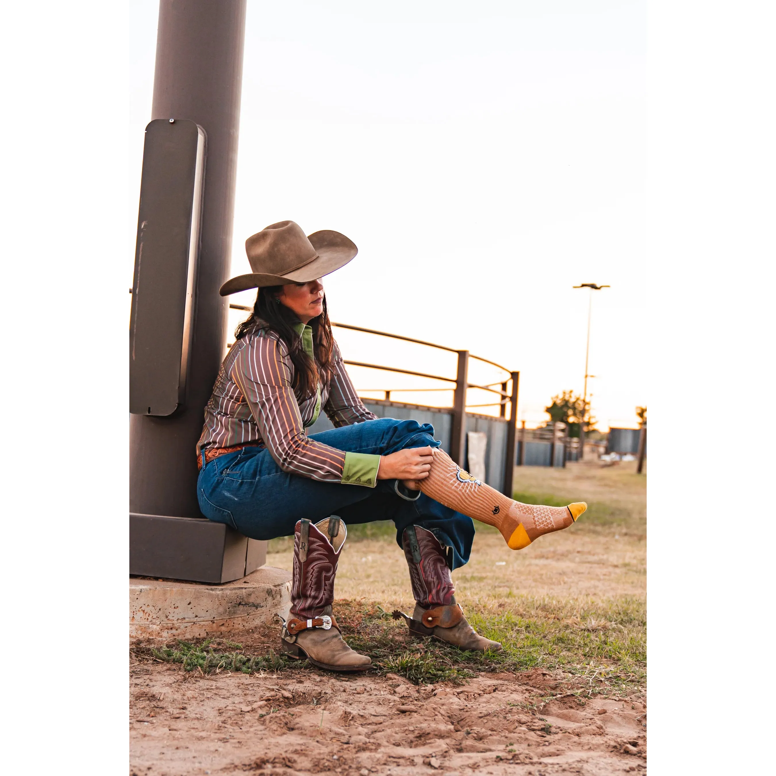 Lucky Chuck Lucky Bucking Cowgirl Tan Performance Boot Socks - Image 2