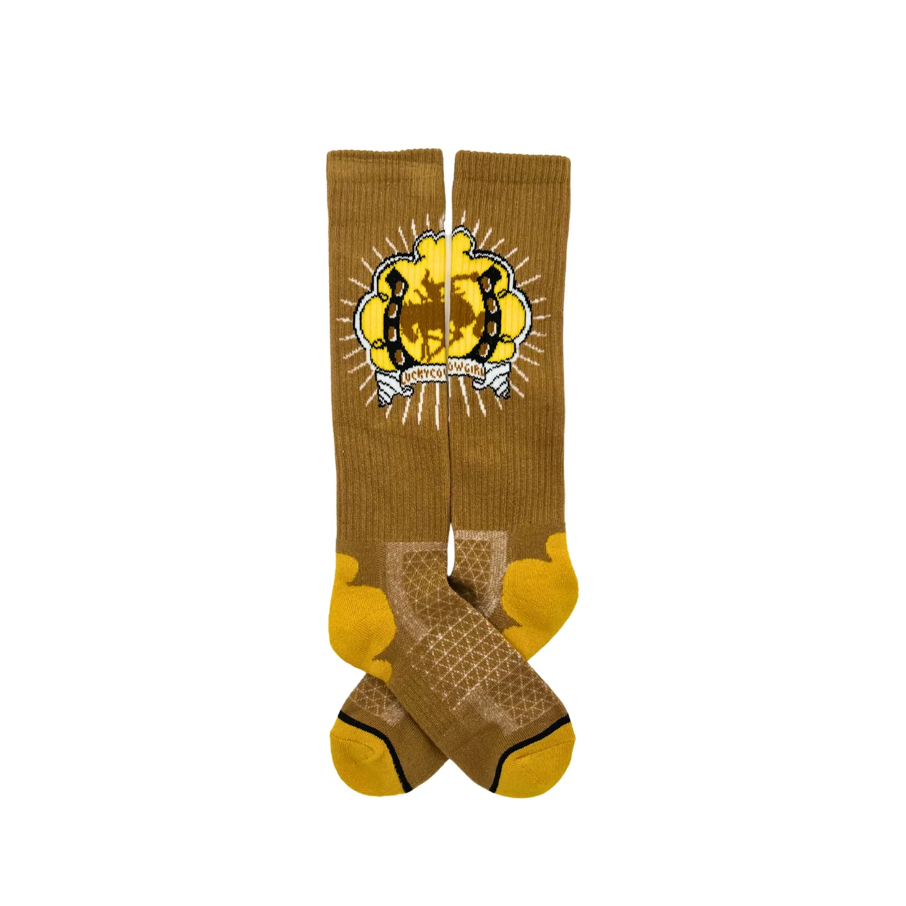 Lucky Chuck Lucky Bucking Cowgirl Tan Performance Boot Socks - Image 4