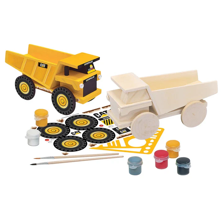 Masterpiece CAT - Caterpillar Dump Truck Wood Craft & Paint Kit - Image 2