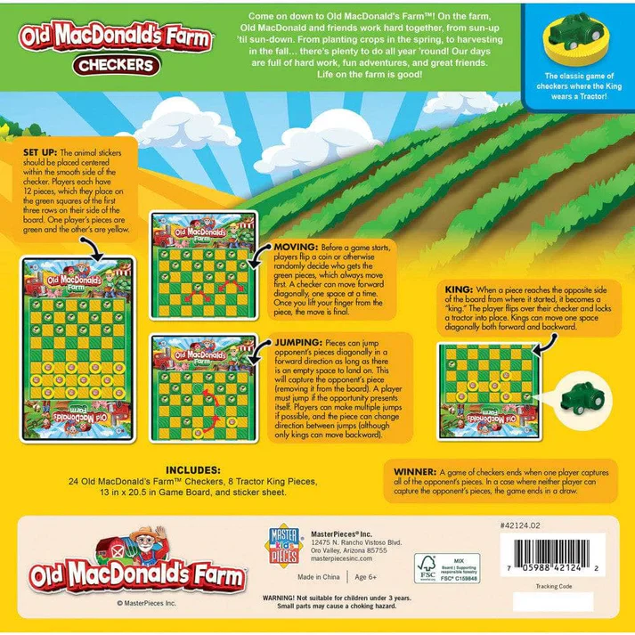 Masterpiece Old MacDonald's Farm Checkers Board Game - Image 3
