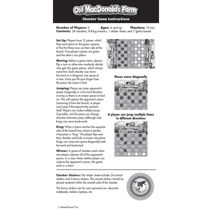 Masterpiece Old MacDonald's Farm Checkers Board Game - Image 4