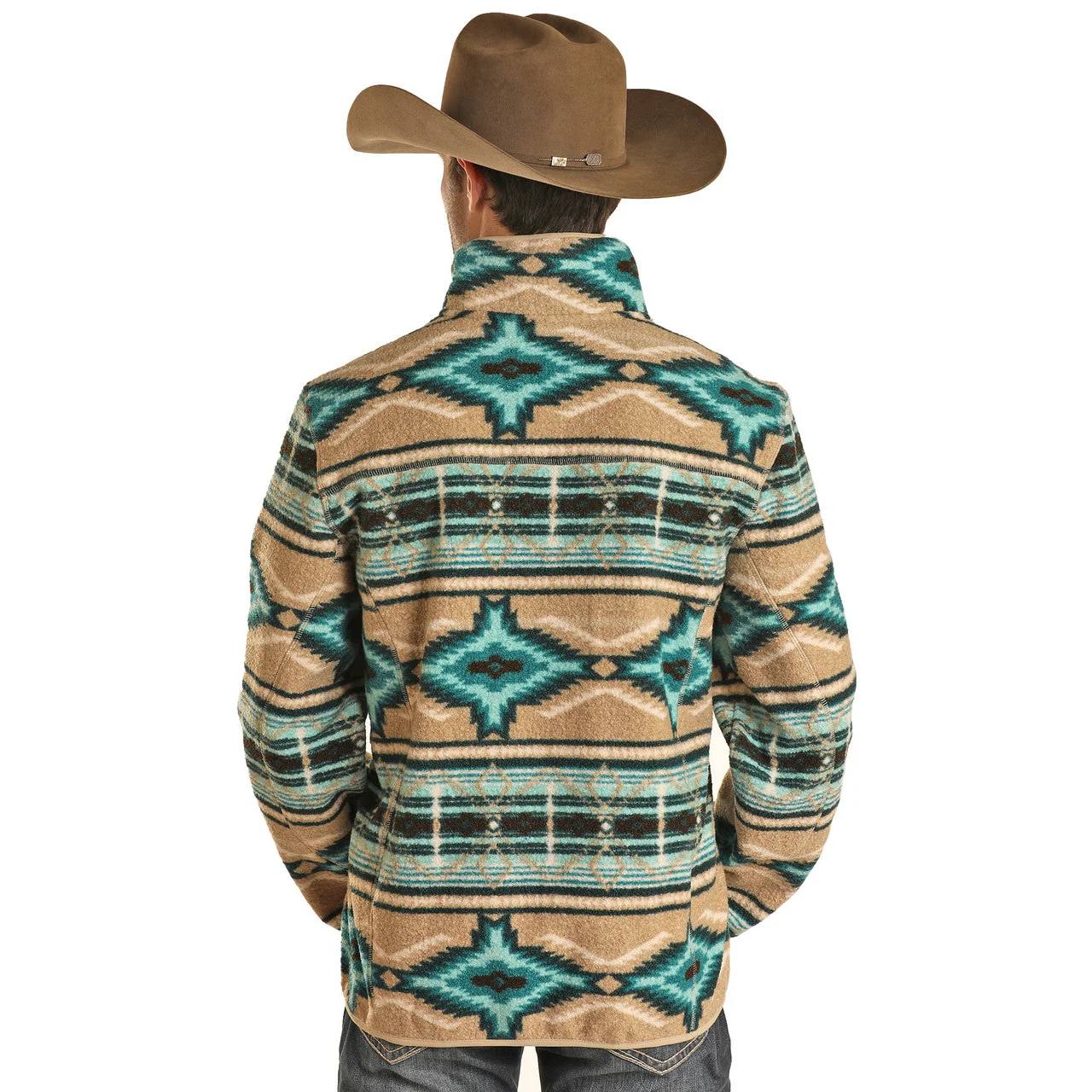 Men's Rock & Roll Aztec Turquoise/Tan Pullover - Image 2