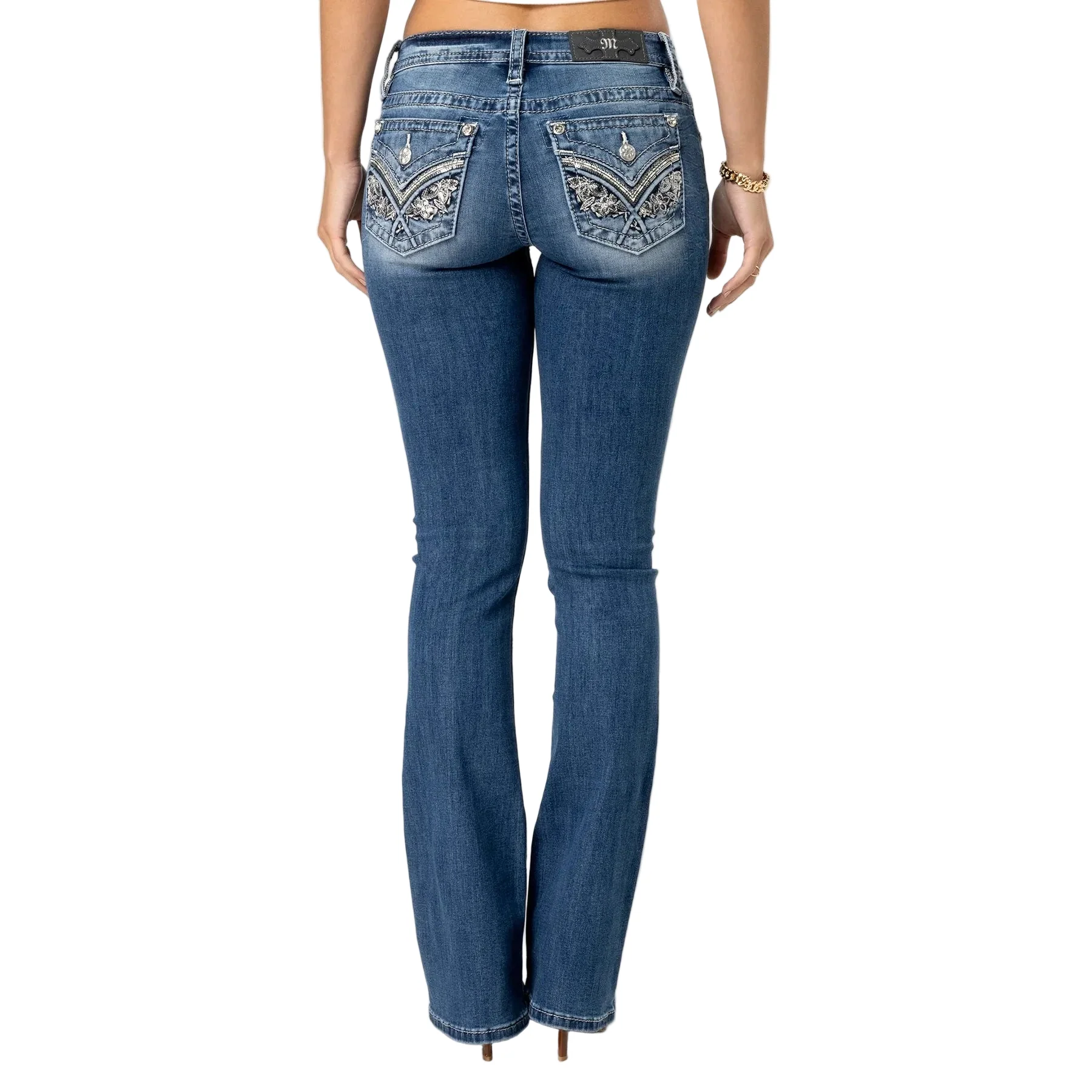 Miss Me Women's Mid Rise Rosie Boot Cut Jeans - Medium Wash - Image 3