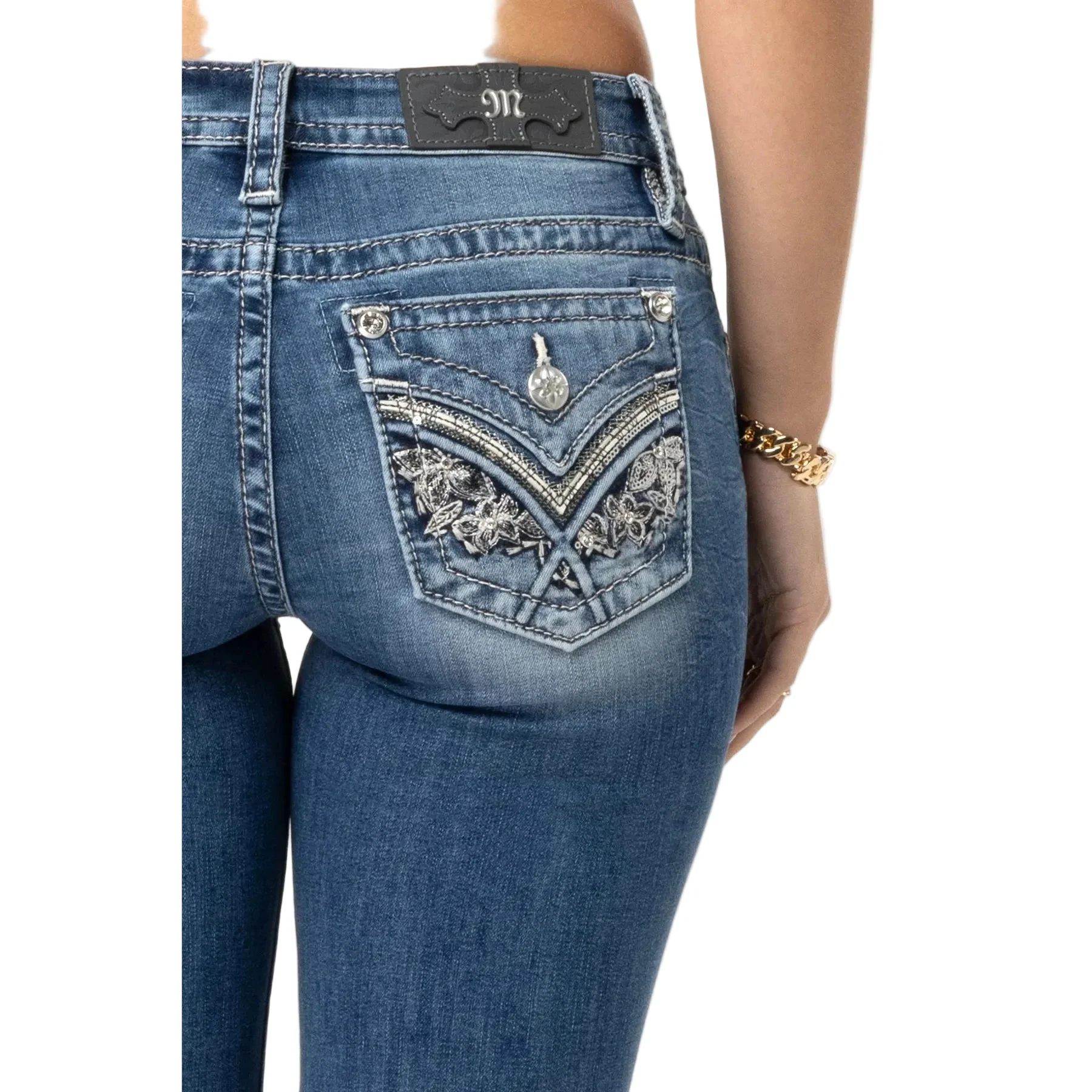 Miss Me Women's Mid Rise Rosie Boot Cut Jeans - Medium Wash - Image 4