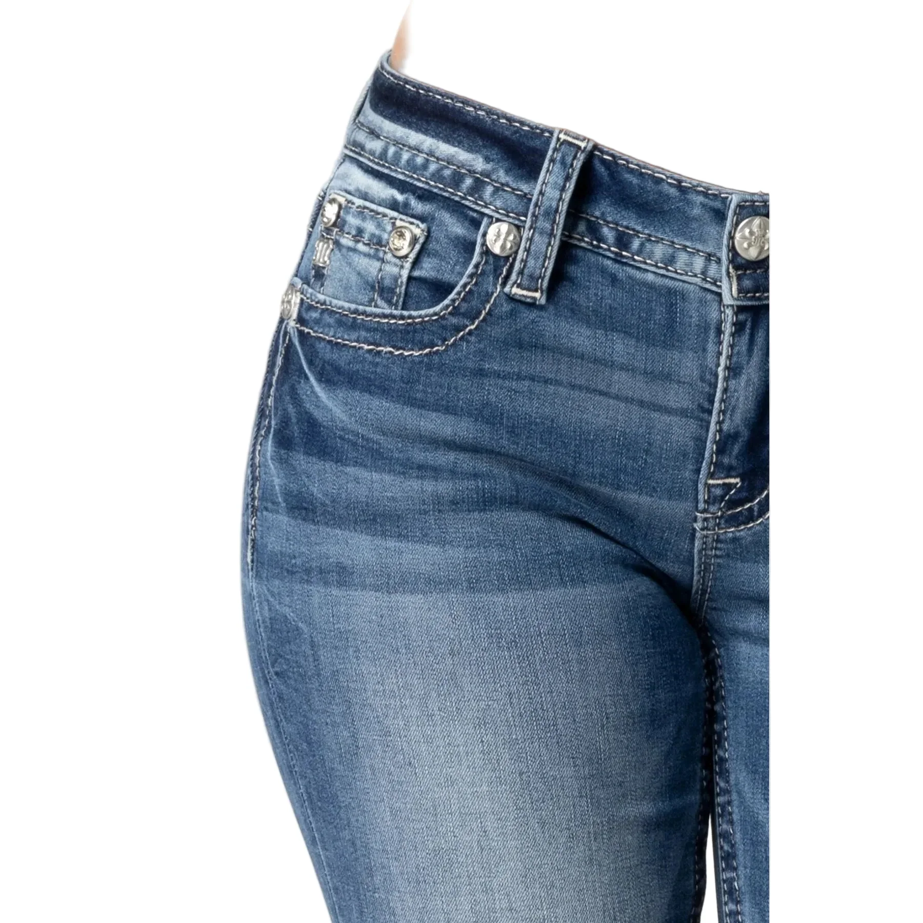Miss Me Women's Mid Rise Rosie Boot Cut Jeans - Medium Wash - Image 5