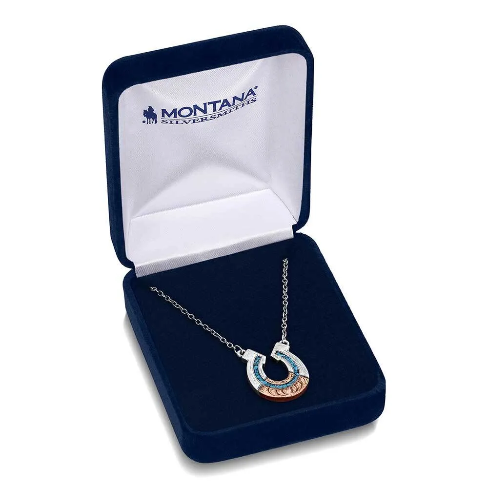 Montana Silversmith Women's Inner Light Turquoise Horseshoe Necklace - Image 4
