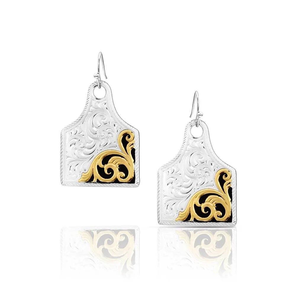 Montana Silversmiths Rual Route Cow Tag Earrings