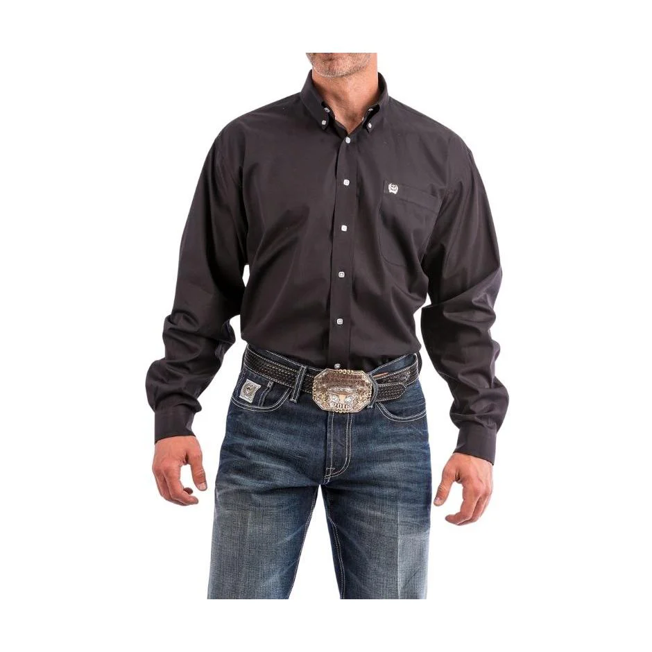 Cinch Men's Classic Fit Cotton Long Sleeve Shirt - Black