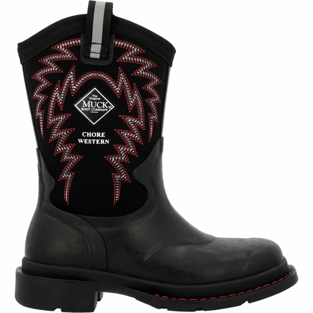 Muck Boots Kids Chore Western Big - Black/Red Stitch