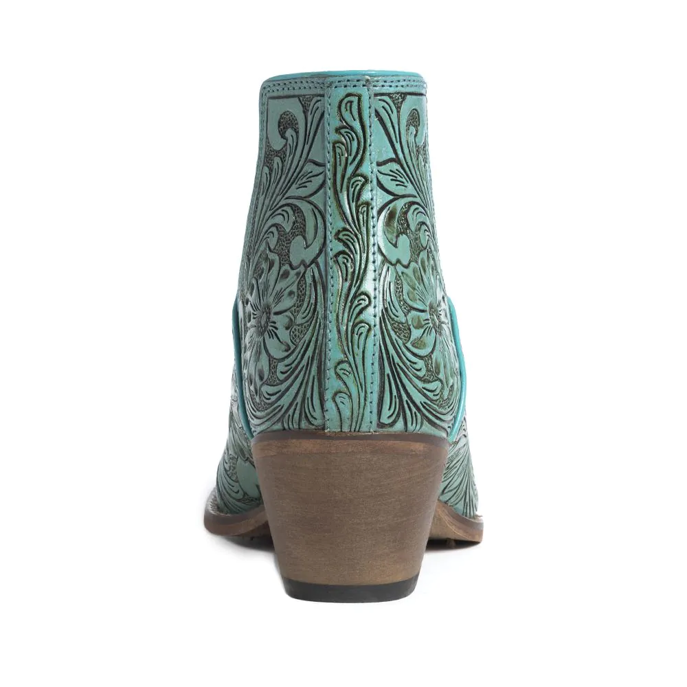 Myra Women's High Mesa Hand-tooled Booties - Turquoise - Image 3