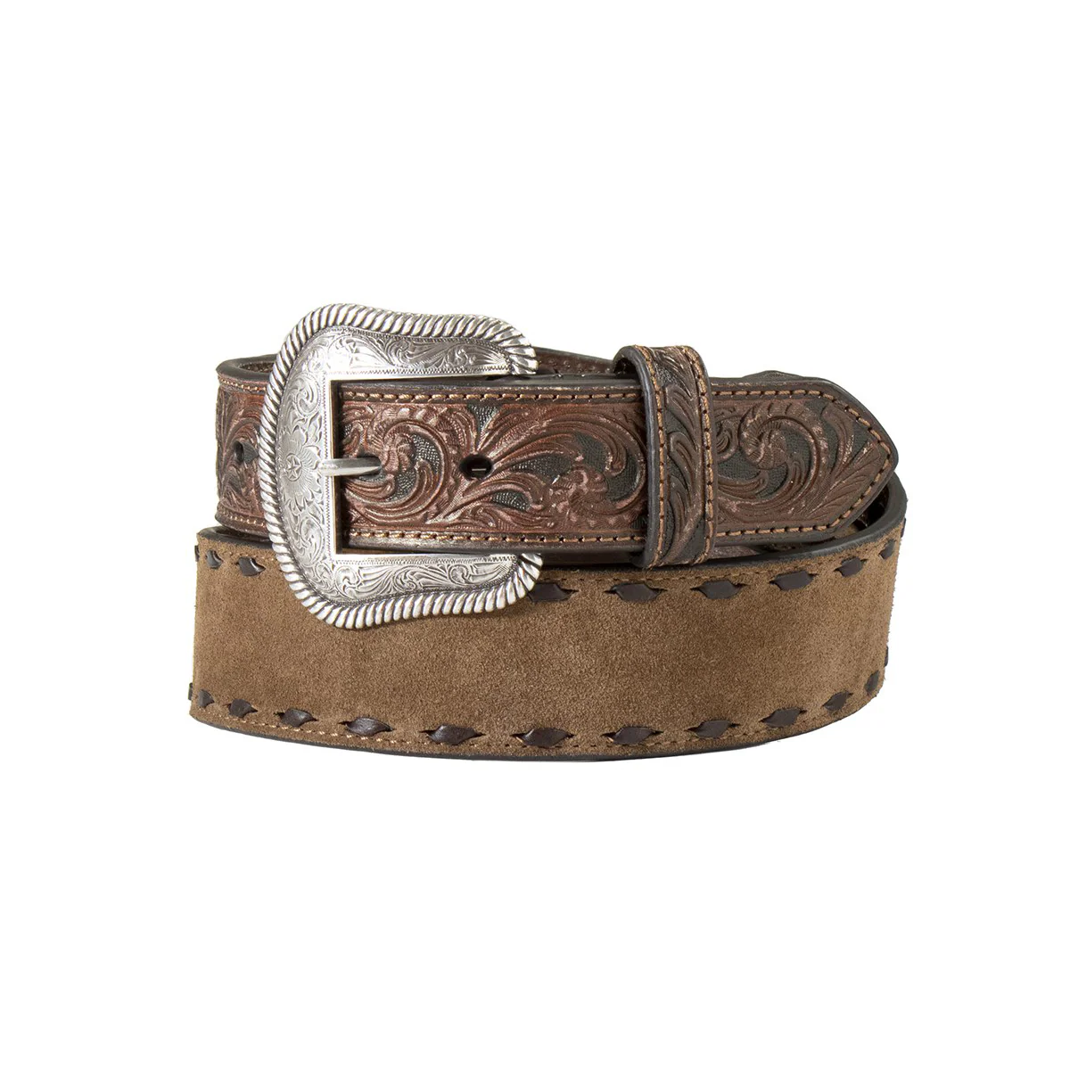 Nocona Men's  Roughout & Buckstitch Belt - Tan