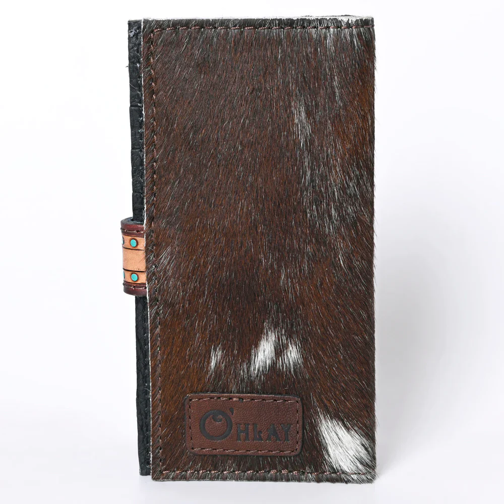 Ohlay Bags Hand-Tooled Hair On Snap Wallet - Brown/Tan - Image 2