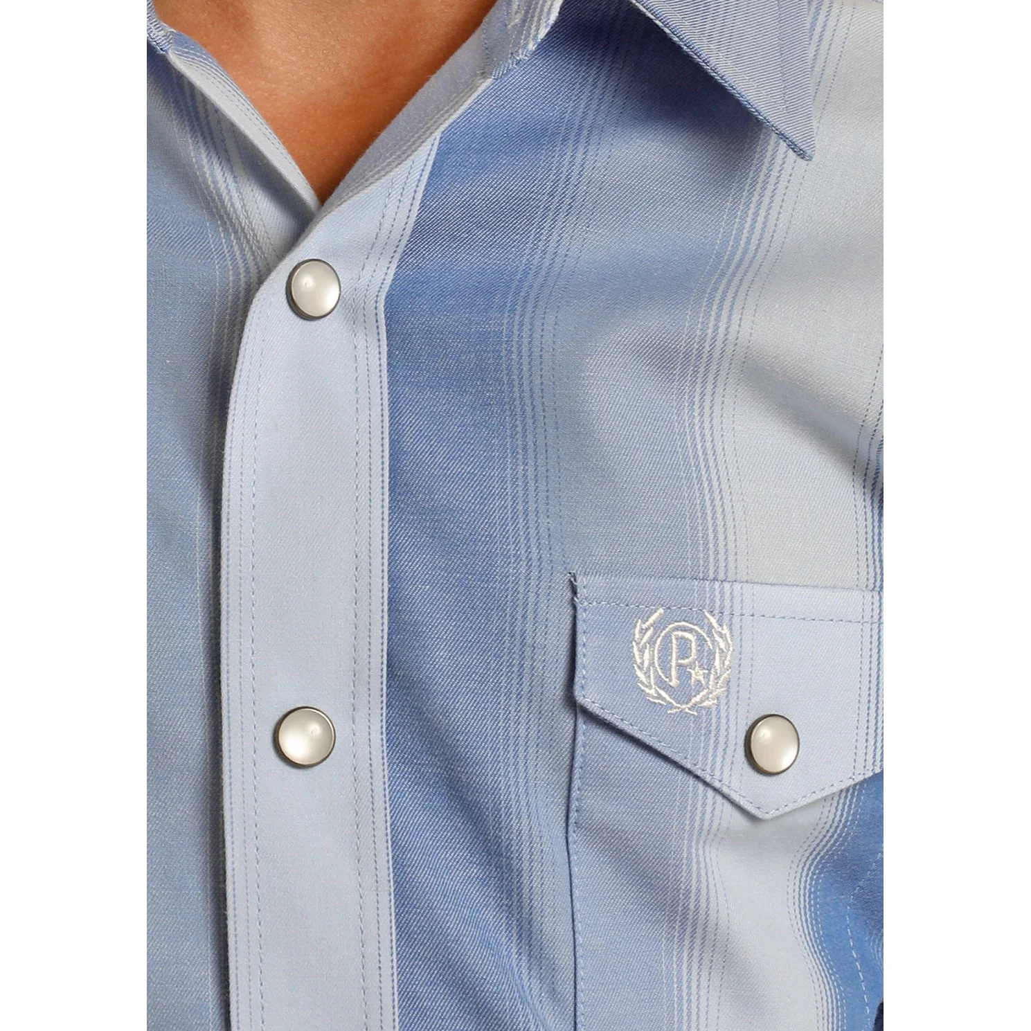 Panhandle Select Boy's Long Sleeve Striped Snap Shirt - Baby Blue - Image 2
