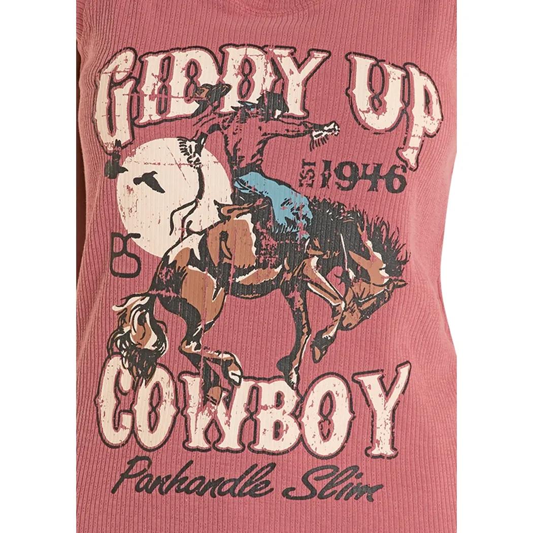 Panhandle Slim Women's Giddy Up Cowboy Graphic Sleeveless Tank Top - Red - Image 3