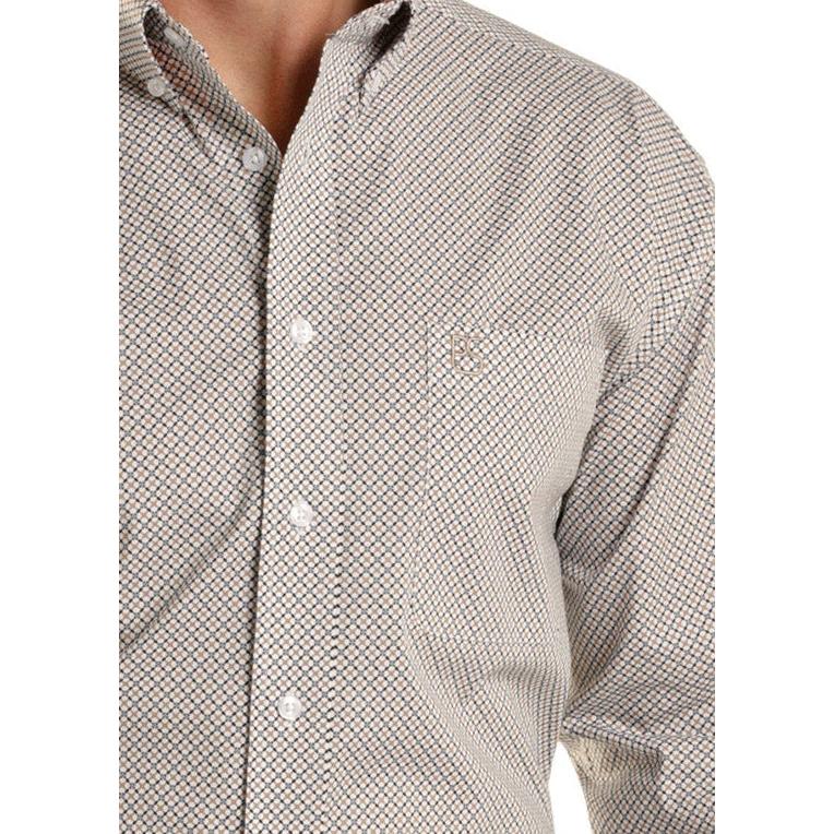 Panhandle Slim Men's Medallion Print 1 Pocket Long Sleeve Shirt - Tan - Image 2
