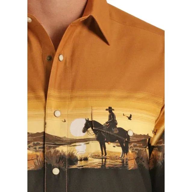 Panhandle Slim Men's Sunset Border Long Sleeve Snap Shirt - Tan - Image 2