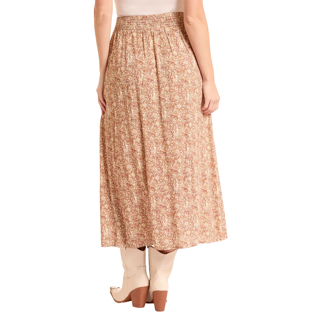 Panhandle Slim Women's Tooled Print Maxi Skirt - Tan - Image 2
